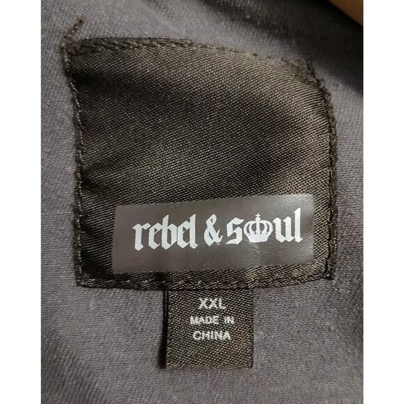 Women's REBEL & SOUL New York Patch Dark Gray Full Zip/Button Jacket Sz XXL - Picture 10 of 11